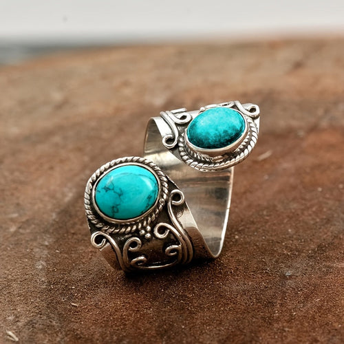 Adjustable Double Turquoise Sterling Silver Ring