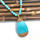 Natural Turquoise Stone Amazonite Pendant Necklace