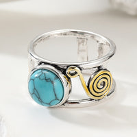 Bohemian Round Turquoise Spiral Ring