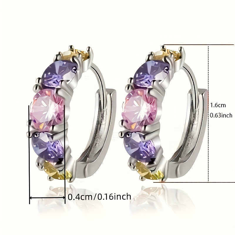 Elegant Vintage Style Colorful Zirconia Hoop Earrings