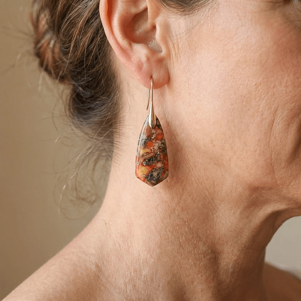 Vintage Boho Multicolor Natural Stone Earrings