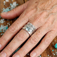 Elegant Rose Quartz Flowers and Butterfly Spinner Ring