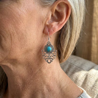 Bohemian Vintage Style Filigree Turquoise Pendant Earrings
