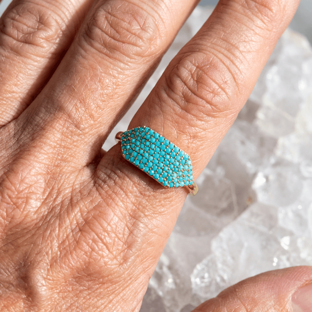 Elegant Vintage Turquoise Gold Plated Ring