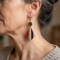 Bohemian Style Striped Wooden Inlay Drop Earrings