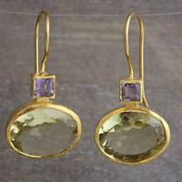Exclusive Vintage Green Crystal Gold Earrings