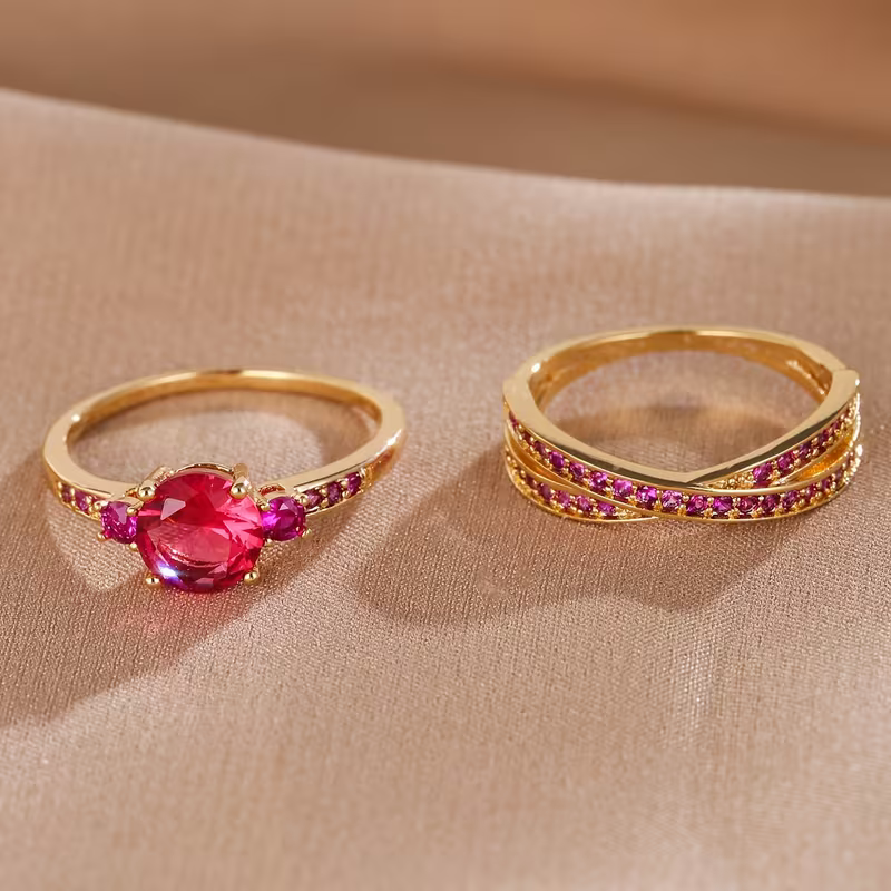 Emerald Duo Ring Set