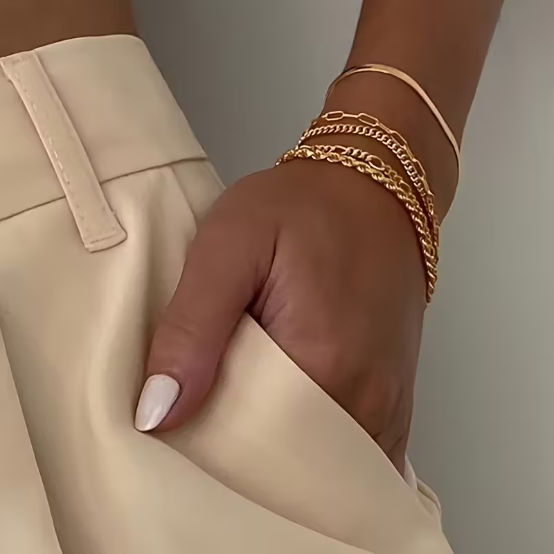 Gold Elegant Tennis Ball Chain Bracelet