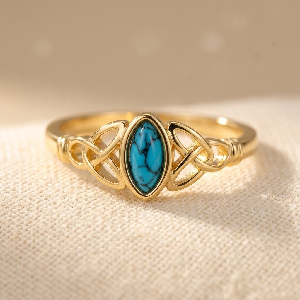 Turquoise Leaf Ring Gold