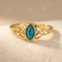 Turquoise Leaf Ring Gold
