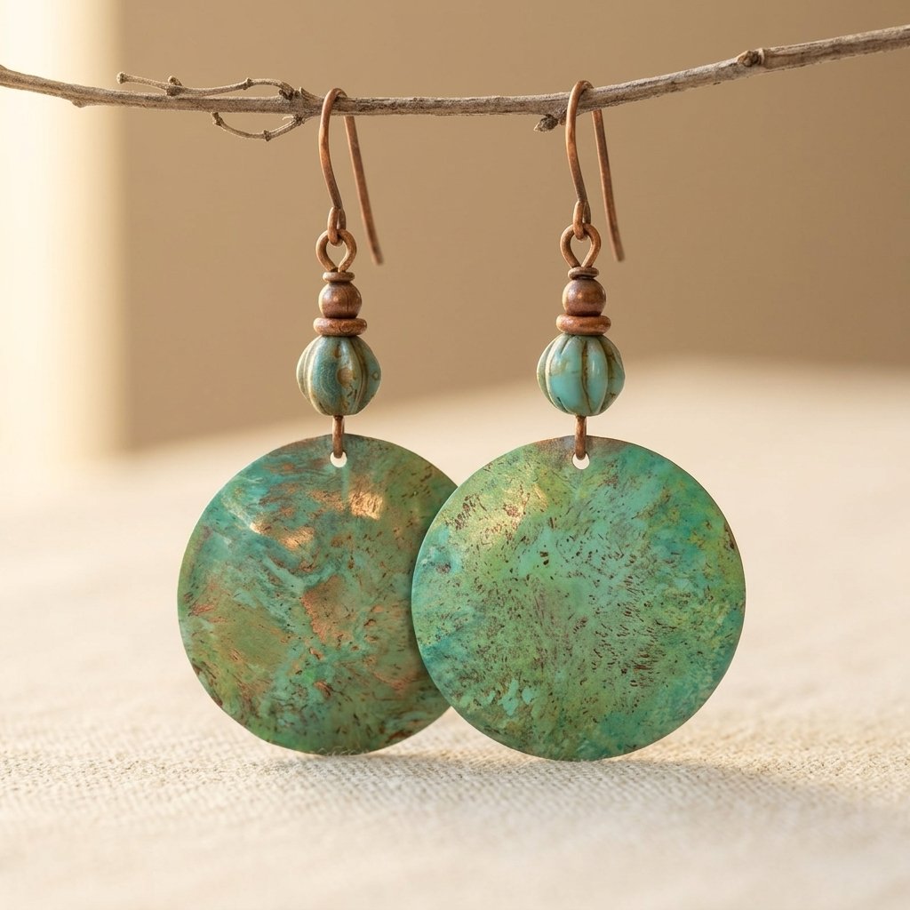 Bohemian Vintage Large Disk Dangle Earrings