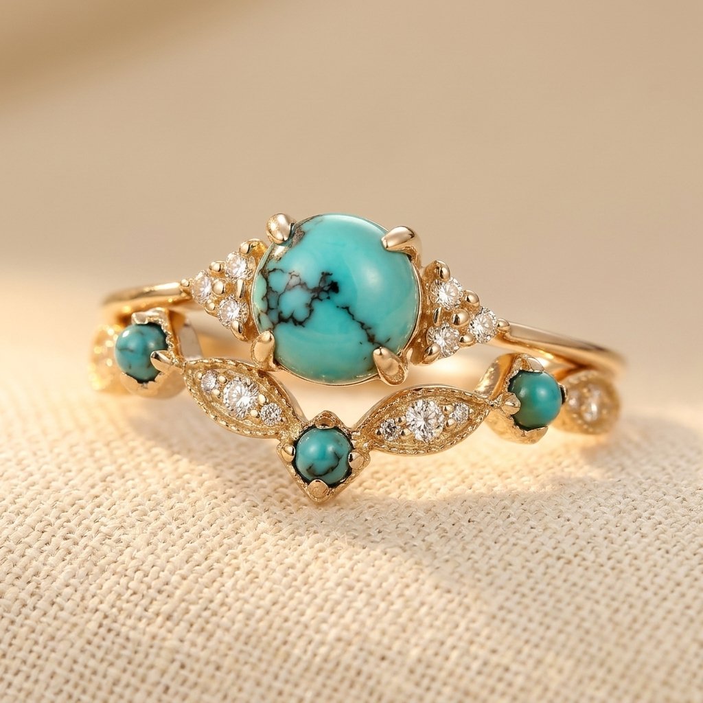 Bohemian Turquoise Ring Set
