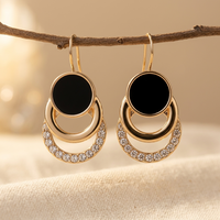 Black Geometric Stud Earrings Cubic Zirconia