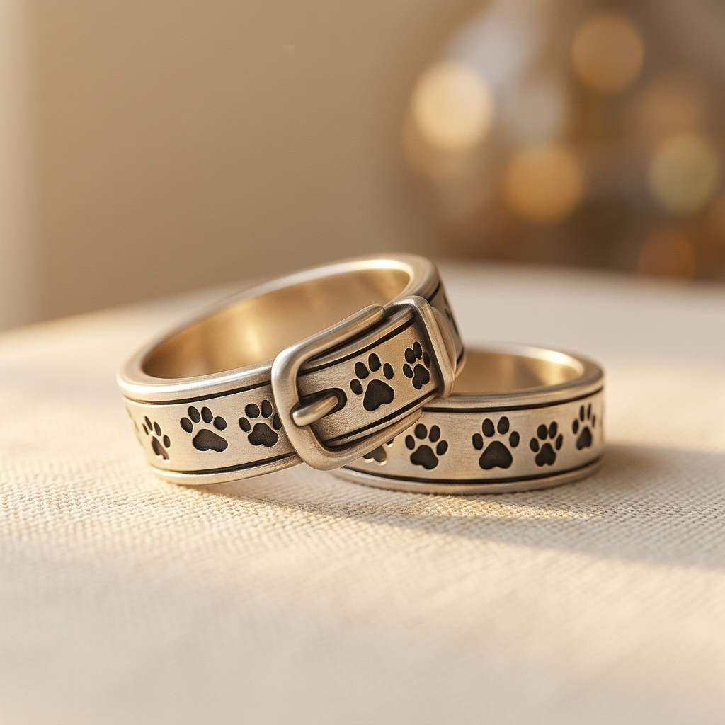 Sweet and elegant collar ring with dog motif