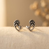 Vintage silver ring with paw print and heart motif