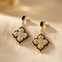 Vintage Four-Leaf Clover Flower Drop Earrings