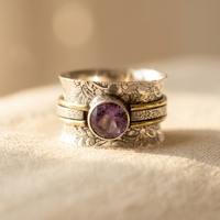 Bohemian Amethyst Crystal Meditation Band Ring
