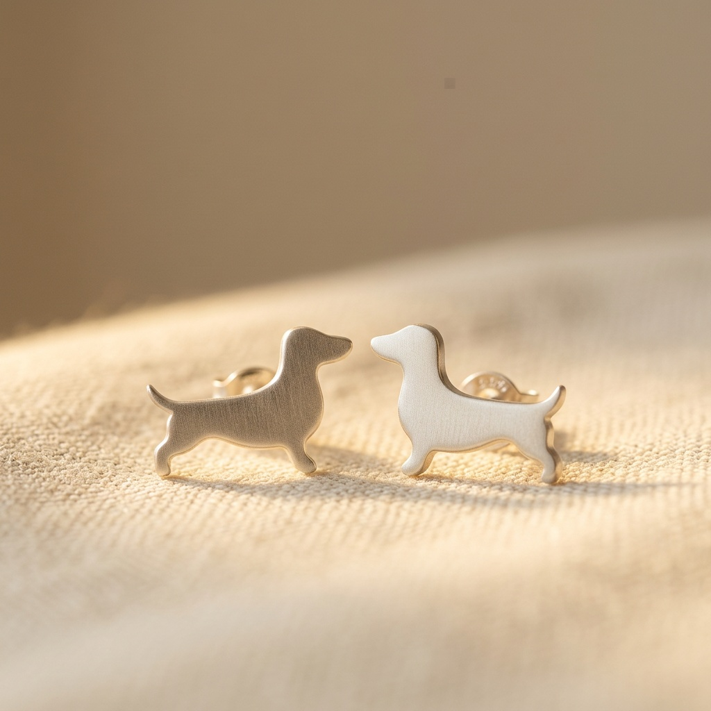 Dachshund button earrings