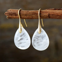 Elegant Clear Quartz Teardrop Earrings